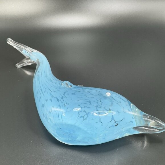 Venetian Art Glass Dolphin Fish Figurine Paperweight Blue Clear Edges Italian - Picture 7 of 12